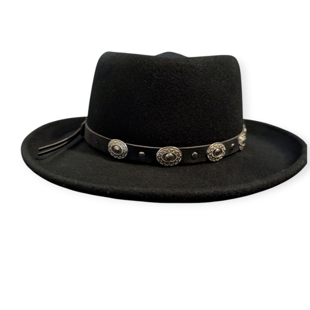 Western Black Wool Felt Hat with Silver Accents XL